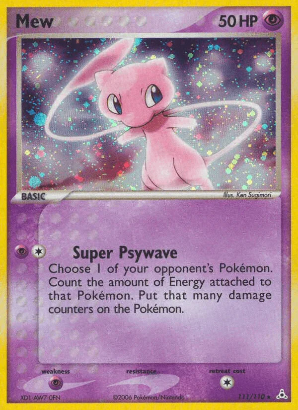 111, EX: Holon Phantoms, Holofoil, Psychic, Psychic[×2], Secret Rare Mew (111/110) [EX: Holon Phantoms] - Trading Card World