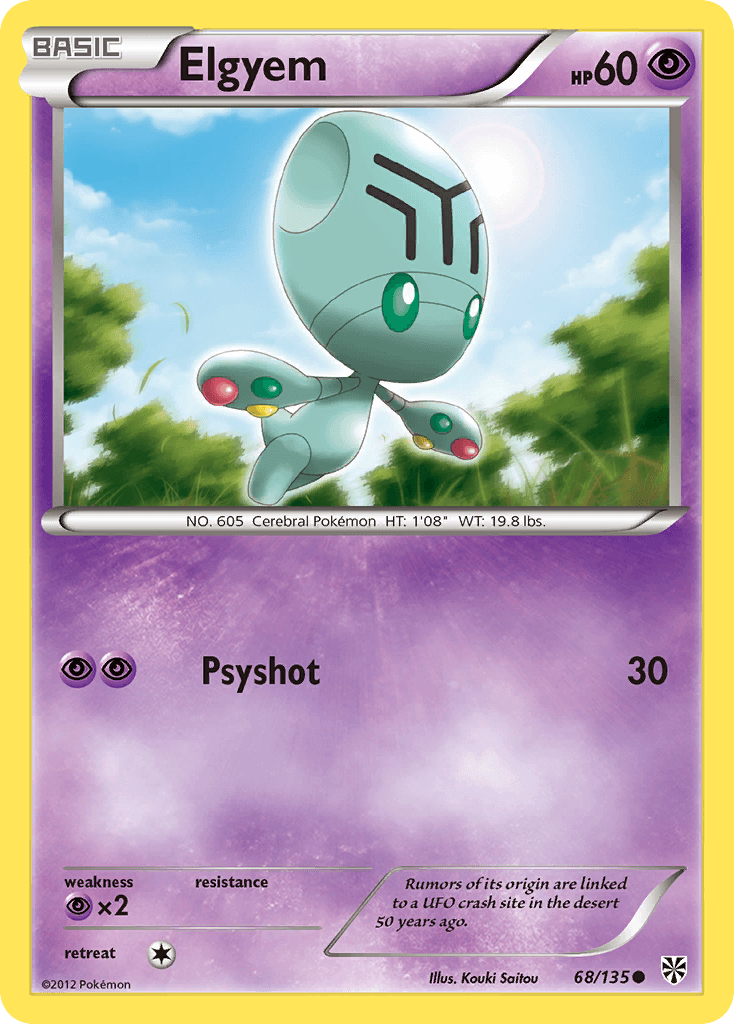 68, Black & White: Plasma Storm, Common, Normal, Psychic, Psychic[×2], Reverse Holofoil Elgyem (68/135) [Black & White: Plasma Storm] - Trading Card World