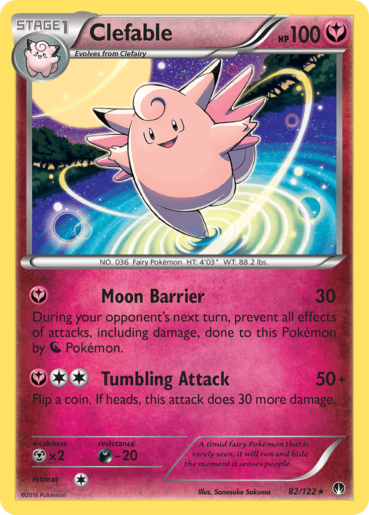 82, Darkness[-20], Fairy, Metal[×2], Normal, Rare, Reverse Holofoil, XY: BREAKpoint Clefable (82/122) [XY: BREAKpoint] - Trading Card World