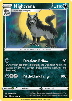 Darkness, Grass[×2], Normal, Reverse Holofoil, Sword & Shield: Vivid Voltage, Uncommon Mightyena (104/185) [Sword & Shield: Vivid Voltage] - Trading Card World