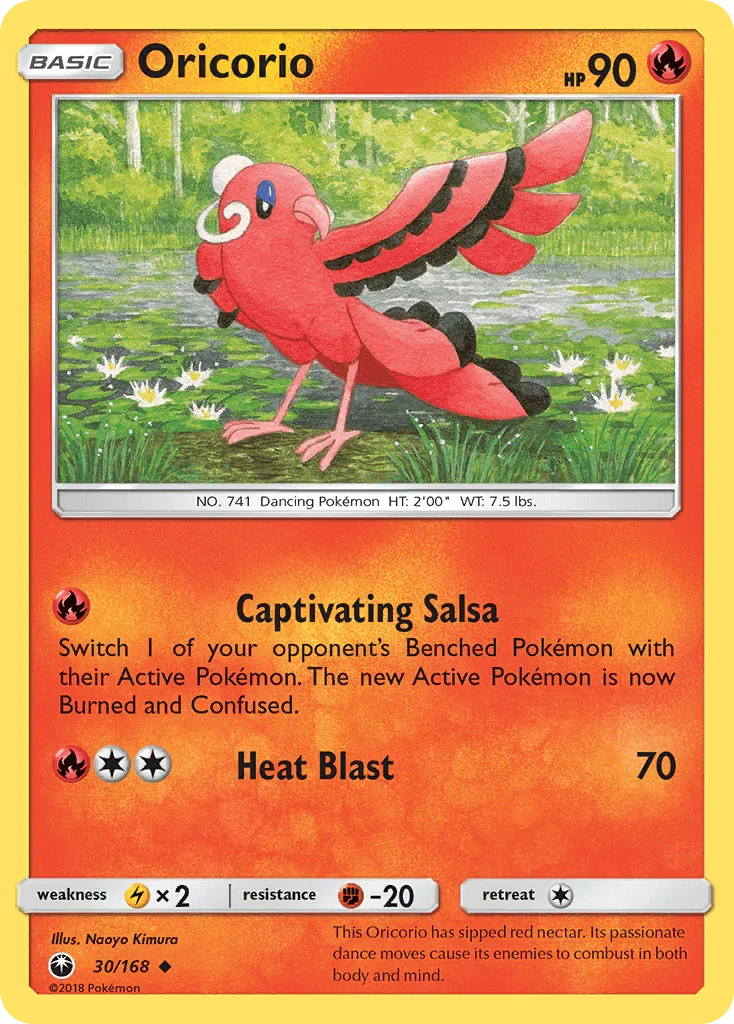 30, Fighting[-20], Fire, Lightning[×2], Normal, Reverse Holofoil, Sun & Moon: Celestial Storm, Uncommon Oricorio (30/168) [Sun & Moon: Celestial Storm] - Trading Card World