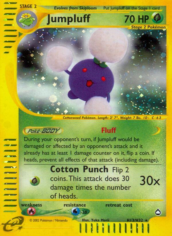Aquapolis, Fire[×2], Grass, H13, Holofoil, Rare, Water[-30] Jumpluff (H13/H32) [Aquapolis] - Trading Card World