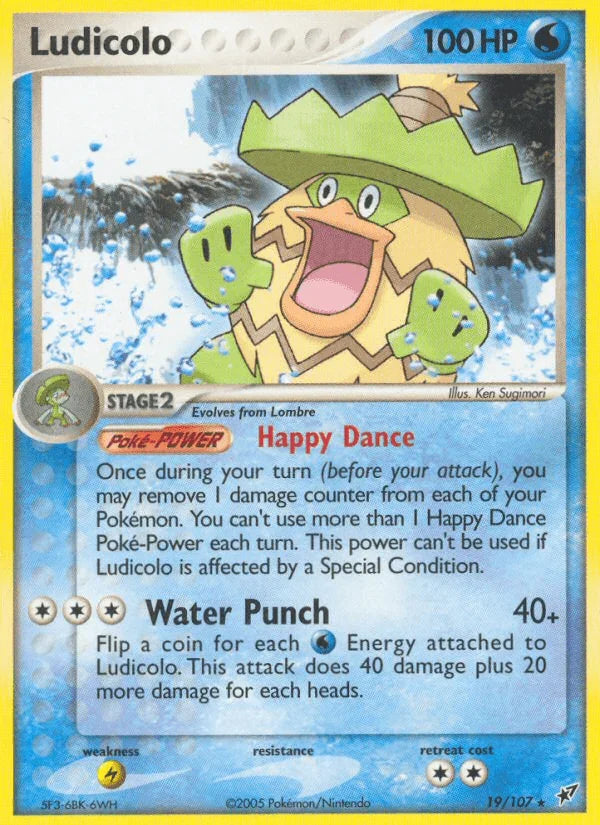 19, EX: Deoxys, Lightning[×2], Normal, Rare, Water Ludicolo (19/107) [EX: Deoxys] - Trading Card World
