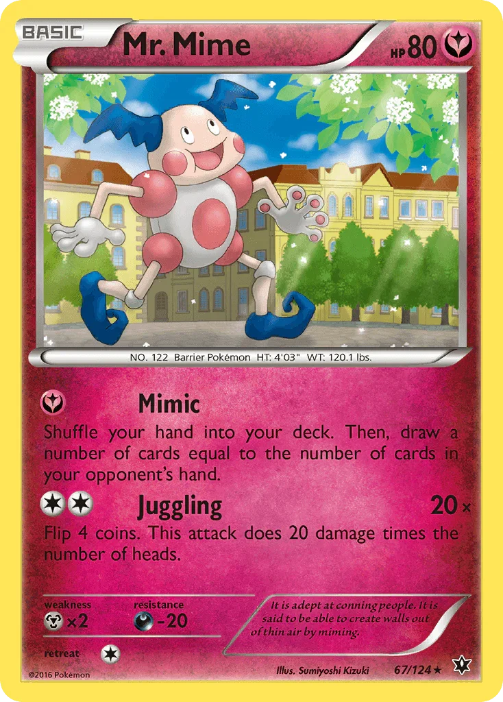 67, Darkness[-20], Fairy, Metal[×2], Normal, Rare, Reverse Holofoil, XY: Fates Collide Mr. Mime (67/124) [XY: Fates Collide] - Trading Card World