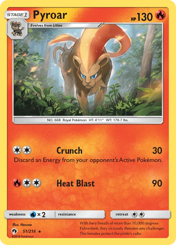 51, Fire, Normal, Rare, Reverse Holofoil, Sun & Moon: Lost Thunder, Water[×2] Pyroar (51/214) [Sun & Moon: Lost Thunder] - Trading Card World