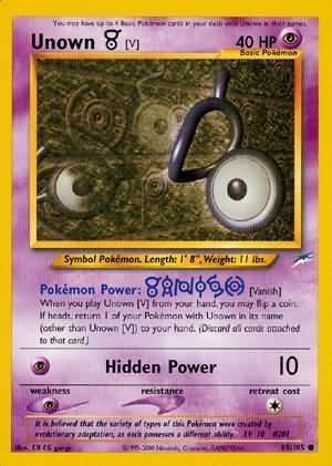 89, Common, Neo Destiny Unlimited, Normal, Psychic, Psychic[×2] Unown [V] (89/105) [Neo Destiny Unlimited] - Trading Card World