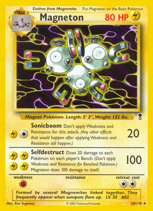 28, Fighting[×2], Legendary Collection, Lightning, Normal, Rare, Reverse Holofoil Magneton (28/110) [Legendary Collection] - Trading Card World