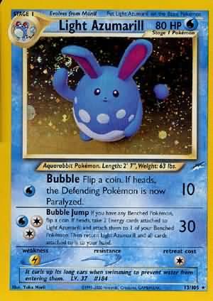 13, Holo Rare, Holofoil, Lightning[×2], Neo Destiny Unlimited, Water Light Azumarill (13/105) [Neo Destiny Unlimited] - Trading Card World