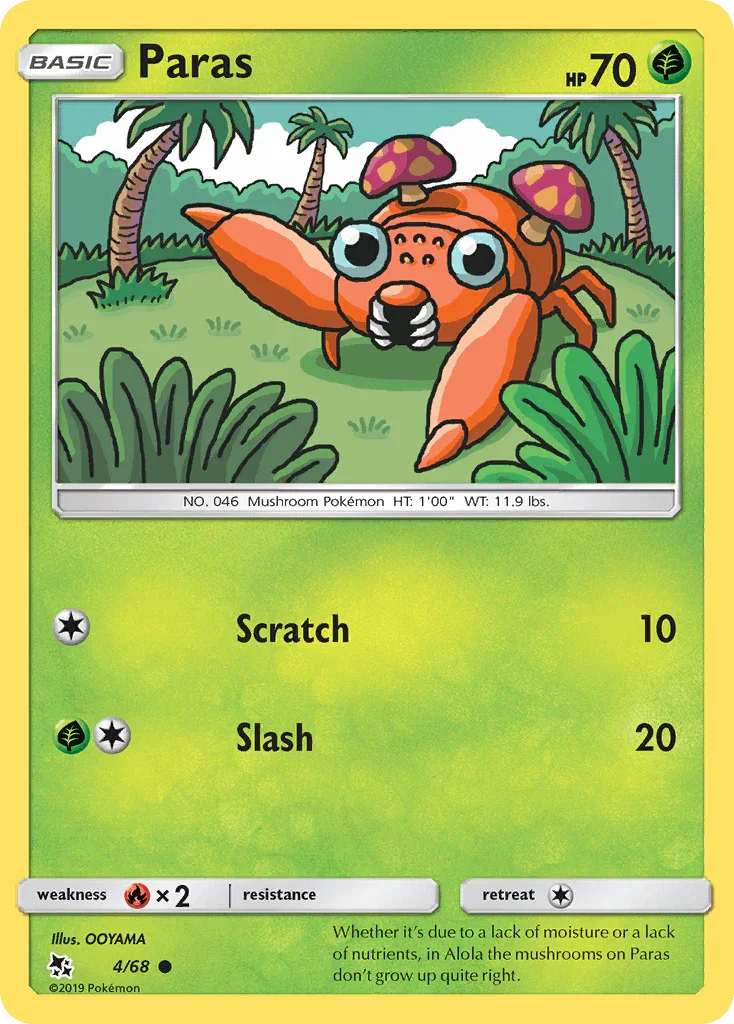 Common, Fire[×2], Grass, Normal, Reverse Holofoil, Sun & Moon: Hidden Fates Paras (4/68) [Sun & Moon: Hidden Fates] - Trading Card World