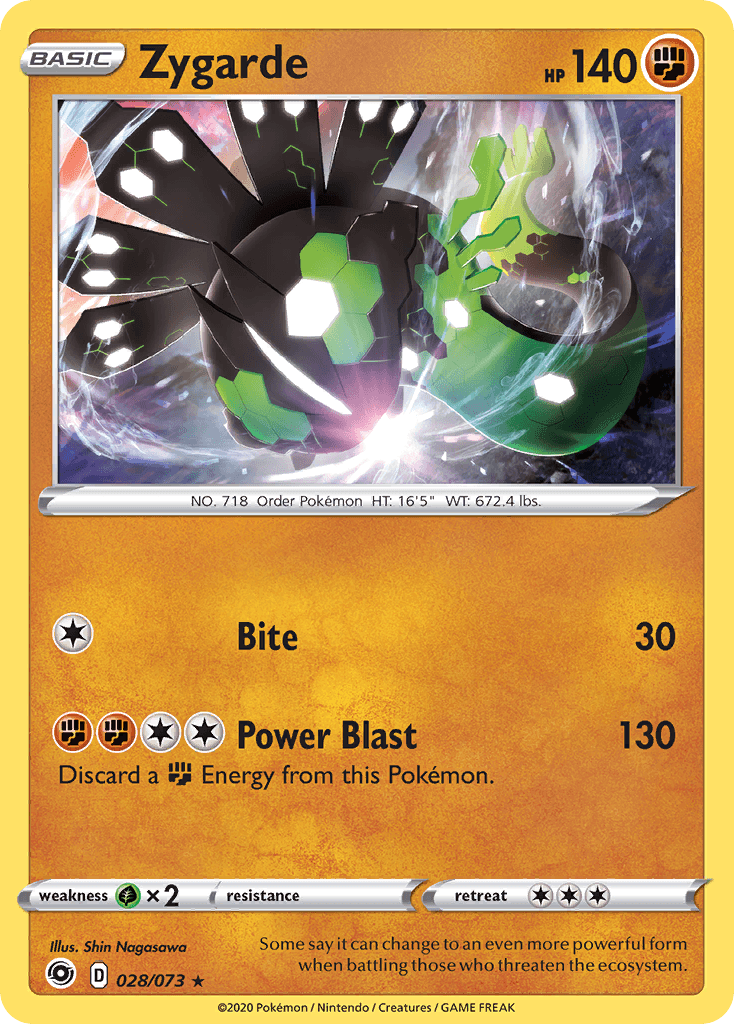 028, Fighting, Grass[×2], Holo Rare, Holofoil, Reverse Holofoil, Sword & Shield: Champion's Path Zygarde (028/073) [Sword & Shield: Champion's Path] - Trading Card World