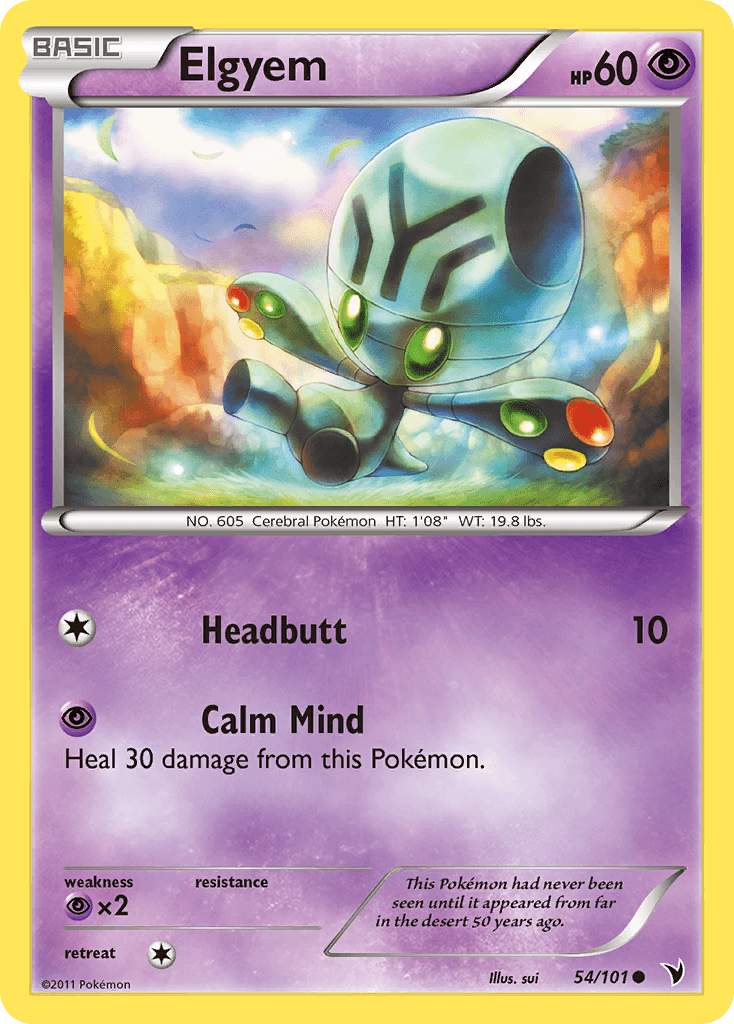 54, Black & White: Noble Victories, Common, Normal, Psychic, Psychic[×2], Reverse Holofoil Elgyem (54/101) [Black & White: Noble Victories] - Trading Card World