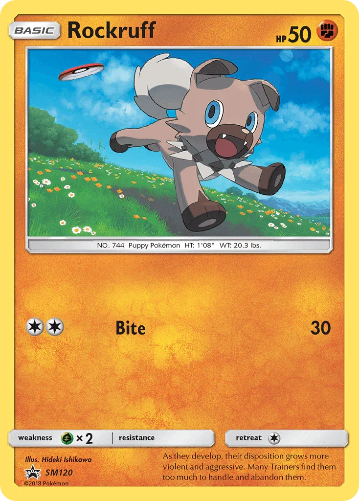 Fighting, Grass [x2], Holofoil, Promo, SM120, Sun & Moon: Black Star Promos Rockruff (SM120) [Sun & Moon: Black Star Promos] - Trading Card World