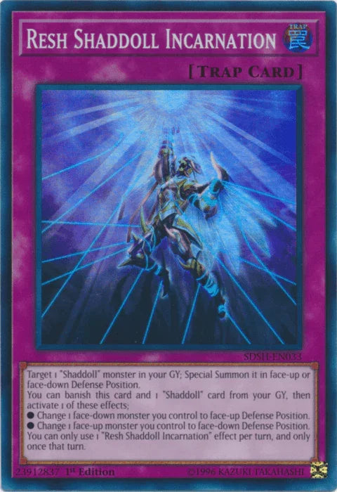 1st Edition, Normal Trap, Structure Deck: Shaddoll Showdown, Super Rare, Trap, Unlimited Resh Shaddoll Incarnation [SDSH-EN033] Super Rare - Trading Card World