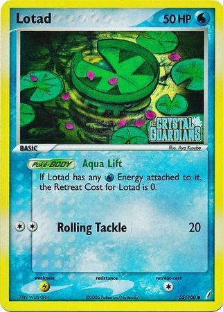 55, Common, EX: Crystal Guardians, Lightning[×2], Reverse Holofoil, Water Lotad (55/100) (Stamped) [EX: Crystal Guardians] - Trading Card World