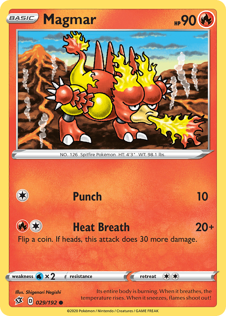 029, Common, Fire, Normal, Reverse Holofoil, Sword & Shield: Rebel Clash, Water[×2] Magmar (029/192) [Sword & Shield: Rebel Clash] - Trading Card World