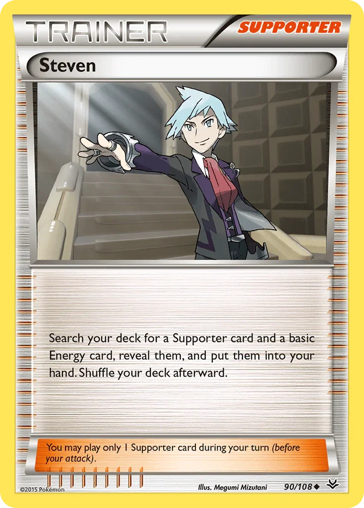 90, Normal, Reverse Holofoil, Supporter, Uncommon, XY: Roaring Skies Steven (90/108) [XY: Roaring Skies] - Trading Card World