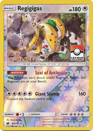 84, Colorless, Fighting[×2], Promo, Reverse Holofoil, Sun & Moon: Crimson Invasion Regigigas (84/111) (League Promo 4th Place) [Sun & Moon: Crimson Invasion] - Trading Card World