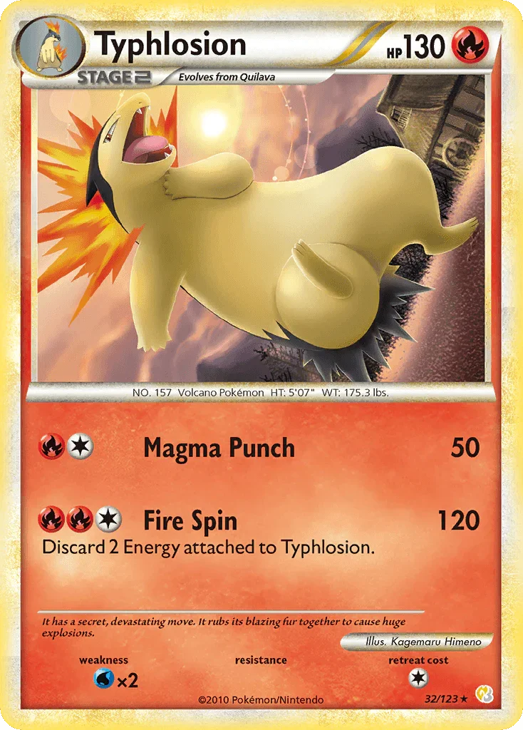 32, Fire, HeartGold & SoulSilver: Base Set, Normal, Rare, Reverse Holofoil, Water[×2] Typhlosion (32/123) [HeartGold & SoulSilver: Base Set] - Trading Card World
