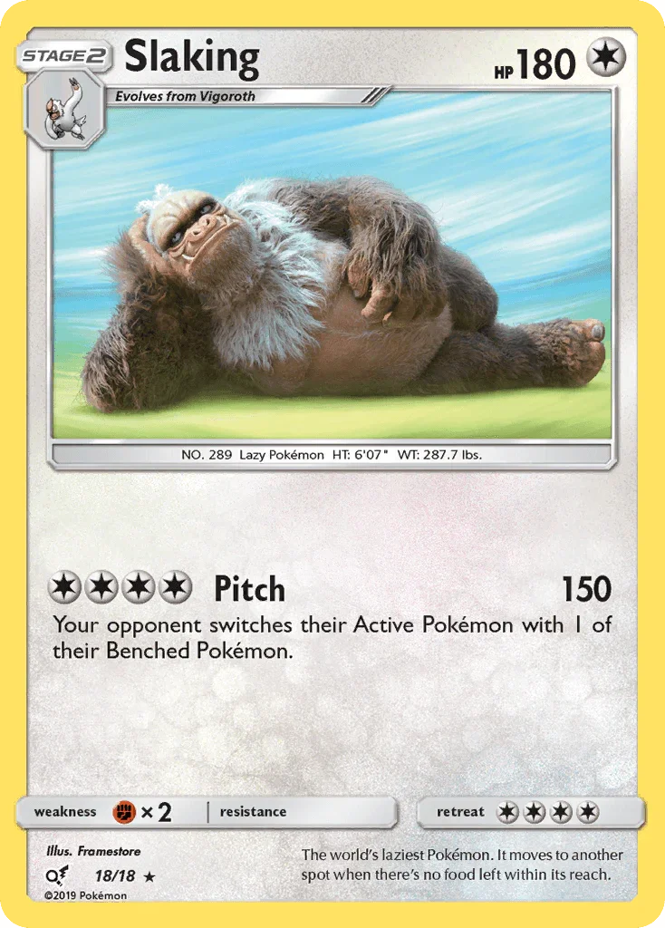 18, Colorless, Fighting[×2], Holo Rare, Holofoil, Sun & Moon: Detective Pikachu Slaking (18/18) [Sun & Moon: Detective Pikachu] - Trading Card World