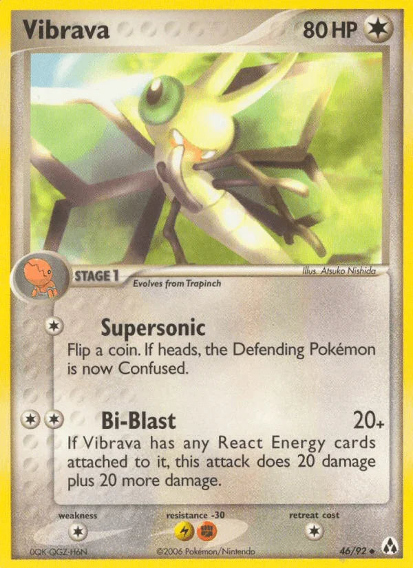 46, Colorless, Colorless[×2], EX: Legend Maker, Lightning[-30] Fighting[-30], Normal, Uncommon Vibrava (46/92) [EX: Legend Maker] - Trading Card World