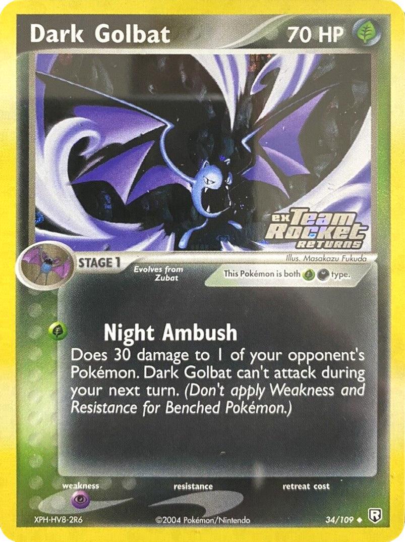 34, Darkness, EX: Team Rocket Returns, Grass, Psychic[×2], Reverse Holofoil, Uncommon Dark Golbat (34/109) (Stamped) [EX: Team Rocket Returns] - Trading Card World