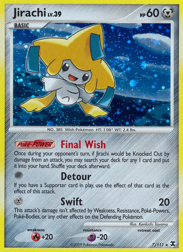 Fire[+20], Holo Rare, Holofoil, Metal, Platinum: Rising Rivals, Psychic[-20], Reverse Holofoil Jirachi (7/111) [Platinum: Rising Rivals] - Trading Card World