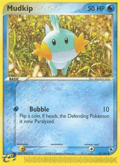 59, Common, EX: Ruby & Sapphire, Lightning[×2], Normal, Reverse Holofoil, Water Mudkip (59/109) [EX: Ruby & Sapphire] - Trading Card World