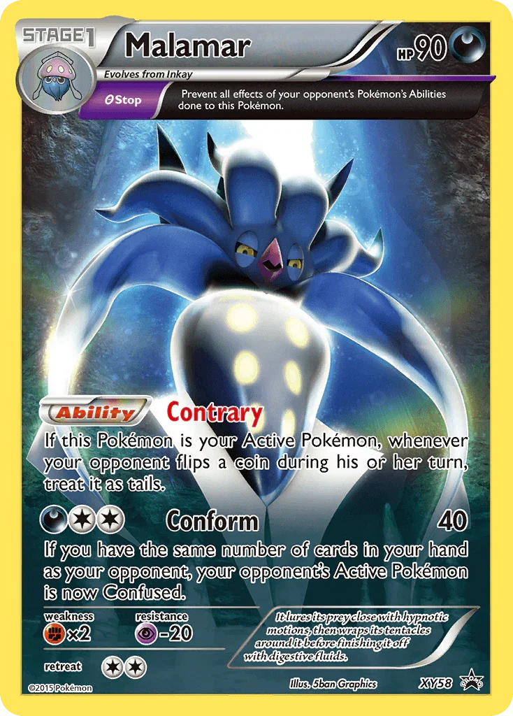 Darkness, Fighting[×2], Holofoil, Normal, Promo, Psychic[-20], XY58, XY: Black Star Promos Malamar (XY58) [XY: Black Star Promos] - Trading Card World