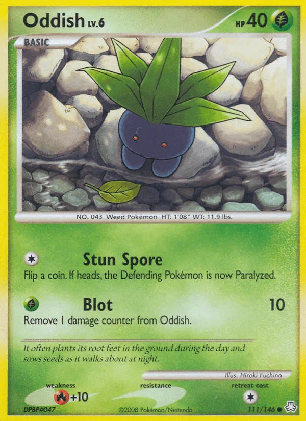 111, Common, Diamond & Pearl: Legends Awakened, Fire[+10], Grass, Normal, Reverse Holofoil Oddish (111/146) [Diamond & Pearl: Legends Awakened] - Trading Card World