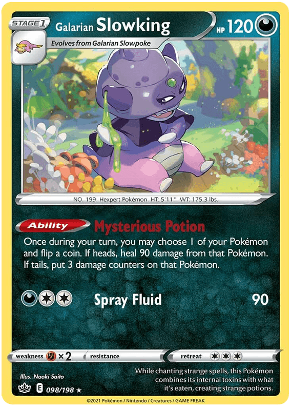 098, Darkness, Fighting [x2], Holo Rare, Holofoil, Reverse Holofoil, Sword & Shield: Chilling Reign Galarian Slowking (098/198) [Sword & Shield: Chilling Reign] - Trading Card World