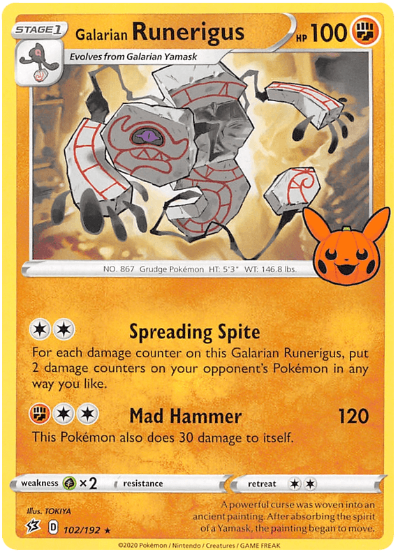 102, Fighting, Grass [x2], Normal, Promo, Trick or Trade 2023 Galarian Runerigus (102/192) [Trick or Trade 2023] - Trading Card World