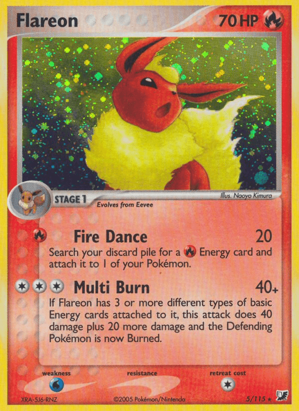 EX: Unseen Forces, Fire, Holo Rare, Holofoil, Water[×2] Flareon (5/115) [EX: Unseen Forces] - Trading Card World