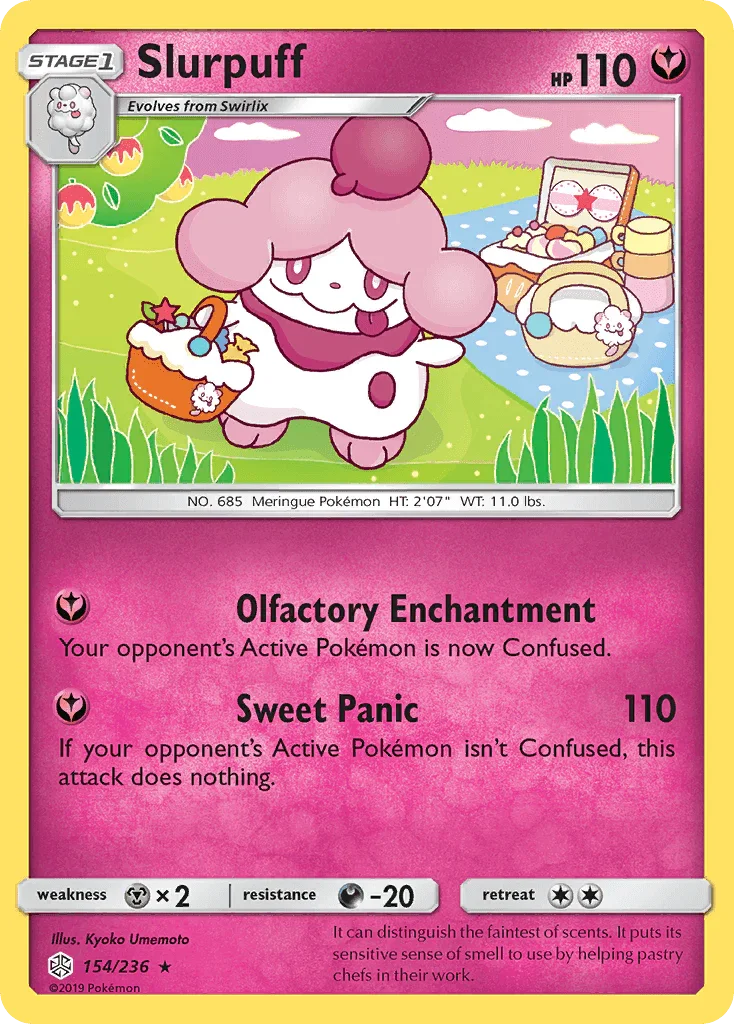 154, Darkness[-20], Fairy, Metal[×2], Normal, Rare, Reverse Holofoil, Sun & Moon: Cosmic Eclipse Slurpuff (154/236) [Sun & Moon: Cosmic Eclipse] - Trading Card World