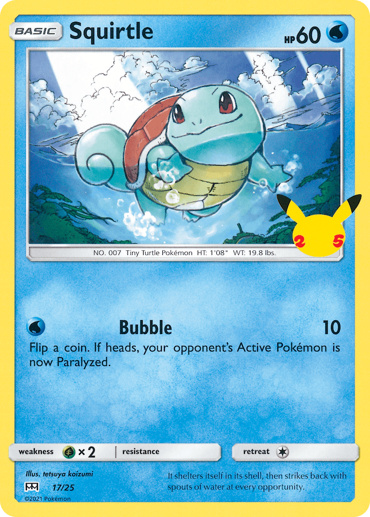 17, Grass[×2], Holofoil, McDonald's 25th Anniversary, Normal, Promo, Water Squirtle (17/25) [McDonald's 25th Anniversary] - Trading Card World