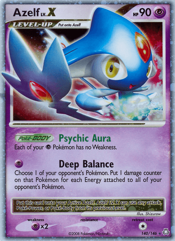 140, Diamond & Pearl: Legends Awakened, Holo Rare, Holofoil, Psychic, Psychic[×2] Azelf LV.X (140/146) [Diamond & Pearl: Legends Awakened] - Trading Card World