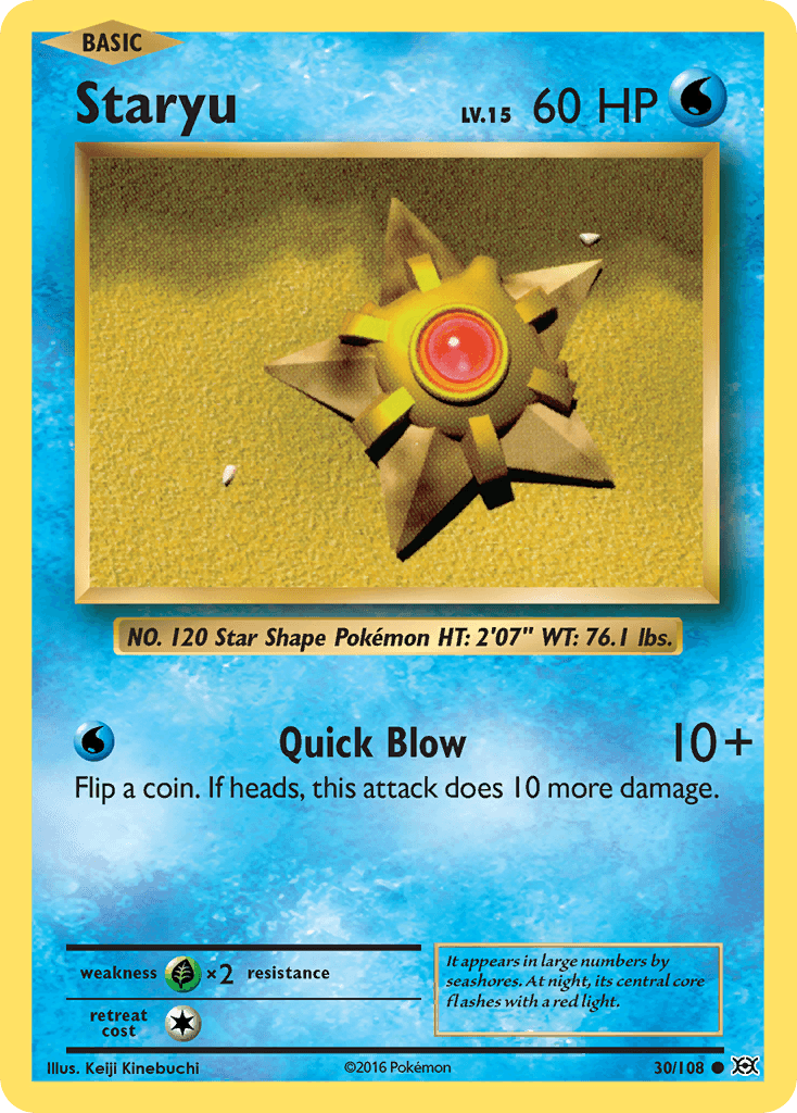 30, Common, Grass[×2], Normal, Reverse Holofoil, Water, XY: Evolutions Staryu (30/108) [XY: Evolutions] - Trading Card World