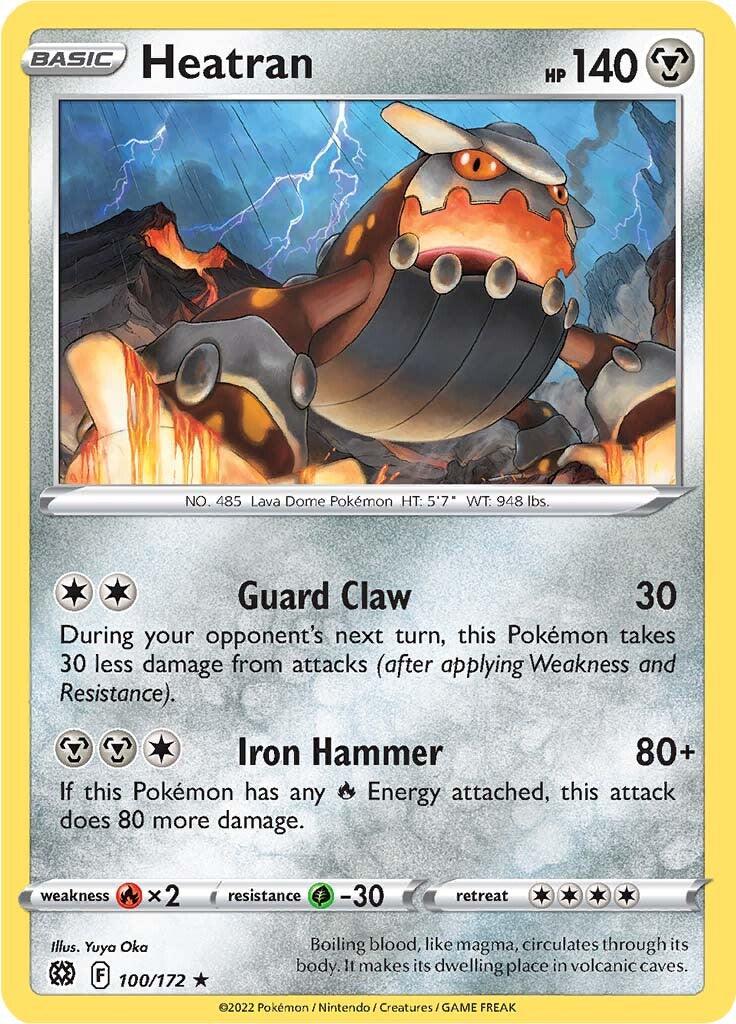 100, Fire [x2], Gras [-30], Metal, Normal, Rare, Reverse Holofoil, Sword & Shield: Brilliant Stars Heatran (100/172) [Sword & Shield: Brilliant Stars] - Trading Card World