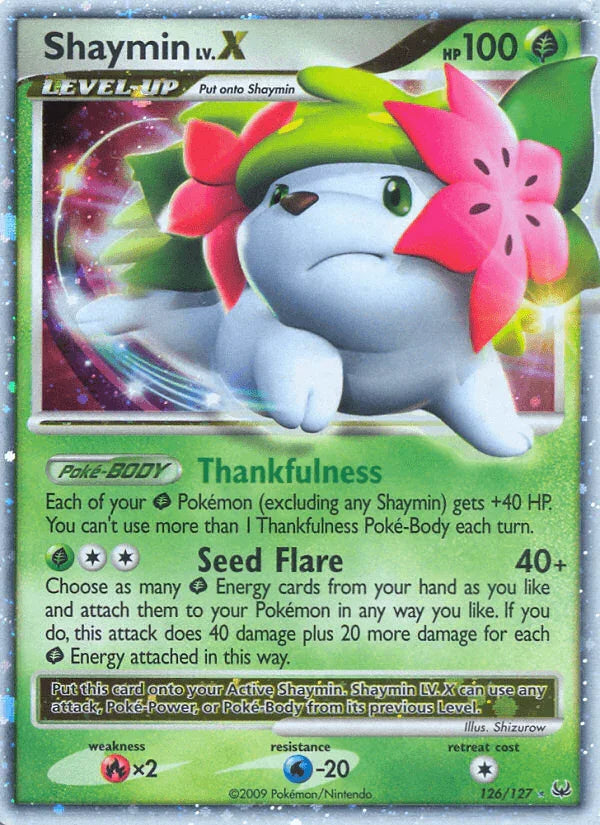 126, Fire[×2], Grass, Holofoil, Platinum: Base Set, Ultra Rare, Water[-20] Shaymin LV.X (126/127) [Platinum: Base Set] - Trading Card World