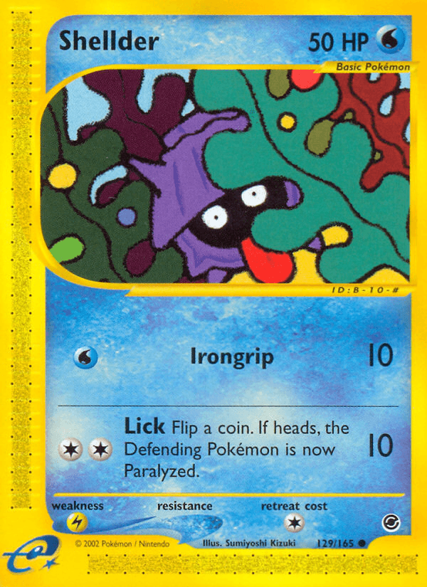 129, Common, Expedition: Base Set, Lightning[×2], Normal, Reverse Holofoil, Water Shellder (129/165) [Expedition: Base Set] - Trading Card World