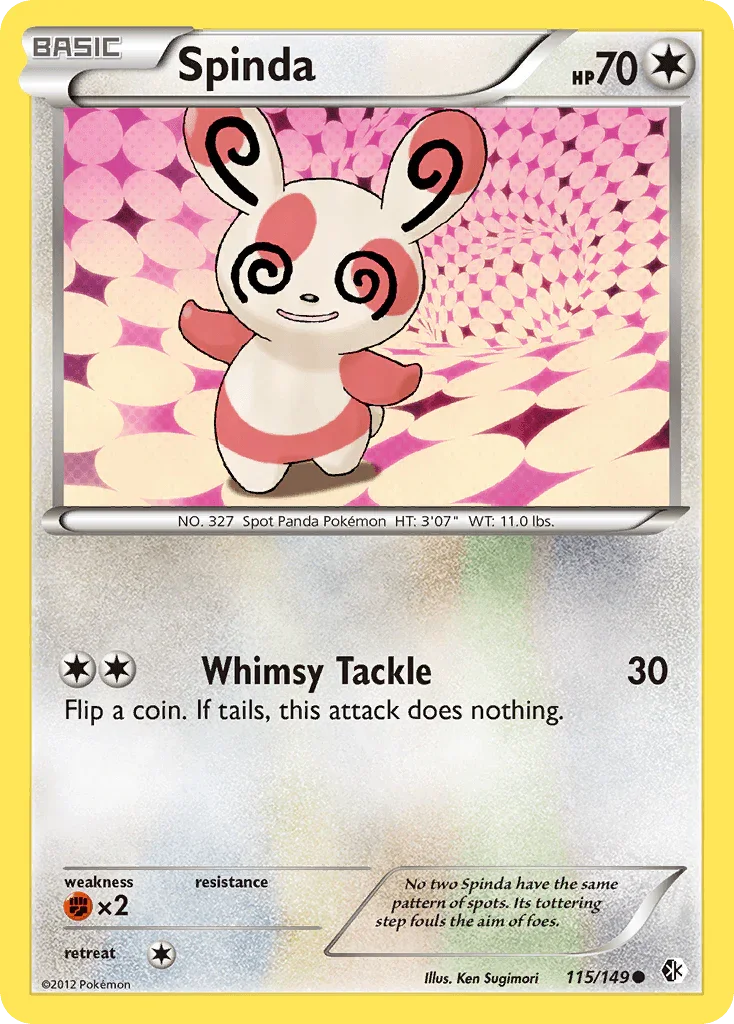 115, Black & White: Boundaries Crossed, Colorless, Common, Fighting[×2], Normal, Reverse Holofoil Spinda (115/149) [Black & White: Boundaries Crossed] - Trading Card World