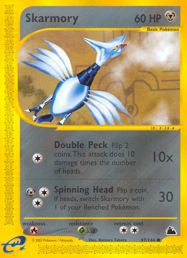 97, Common, Fire[×2], Grass[-30], Metal, Normal, Reverse Holofoil, Skyridge Skarmory (97/144) [Skyridge] - Trading Card World