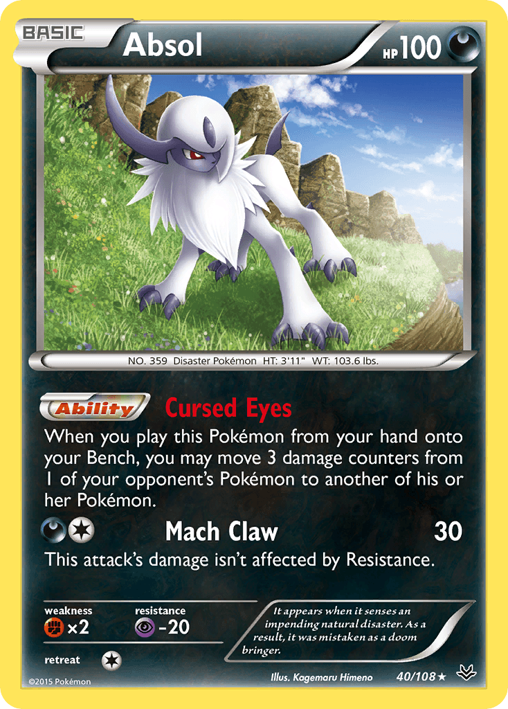 40, Darkness, Fighting[×2], Holo Rare, Holofoil, Psychic[-20], Reverse Holofoil, XY: Roaring Skies Absol (40/108) [XY: Roaring Skies] - Trading Card World