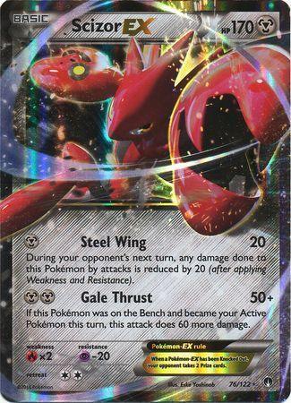 76, Fire[x2], Holofoil, Metal, Promo, Psychic[-20], XY: BREAKpoint Scizor EX (76/122) (Jumbo Card) [XY: BREAKpoint] - Trading Card World