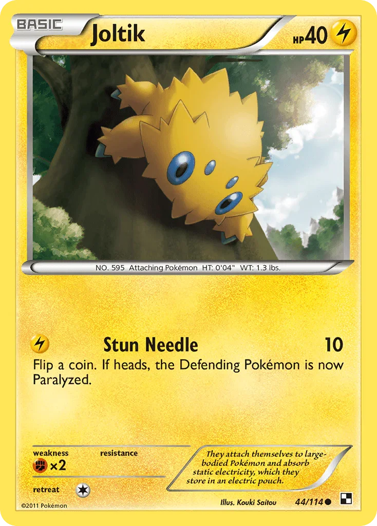 44, Black & White: Base Set, Common, Fighting[×2], Lightning, Normal, Reverse Holofoil Joltik (44/114) [Black & White: Base Set] - Trading Card World