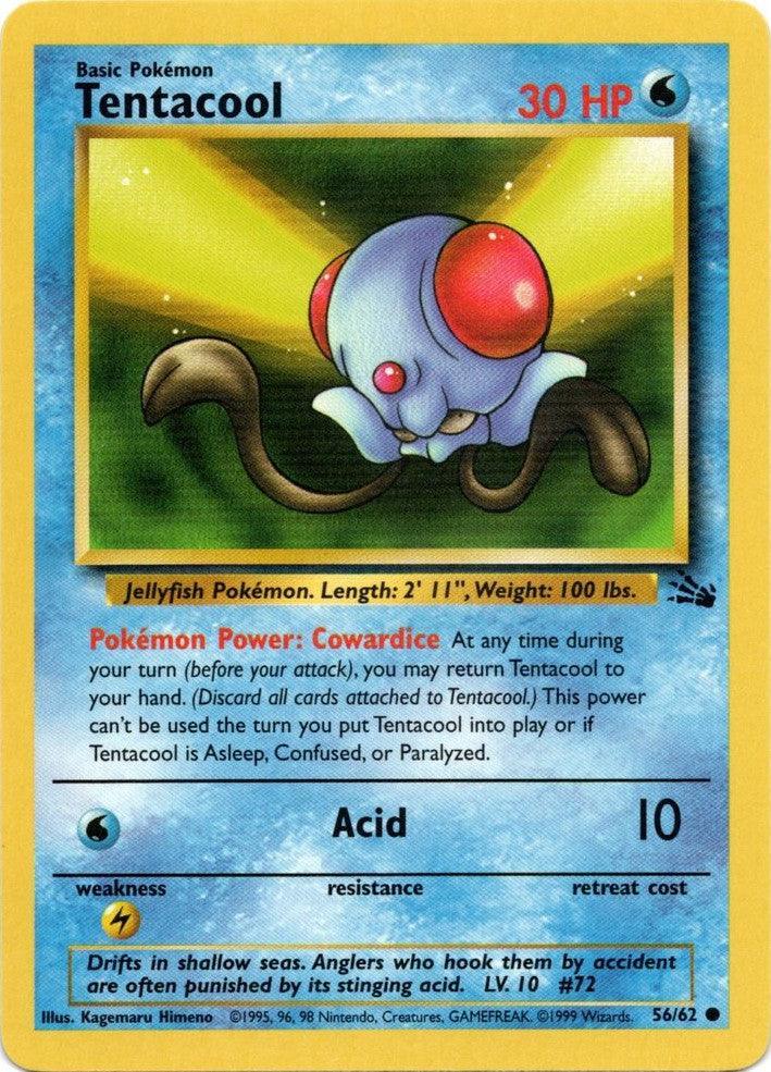 56, Common, Fossil Unlimited, Lightning[×2], Normal, Water Tentacool (56/62) [Fossil Unlimited] - Trading Card World