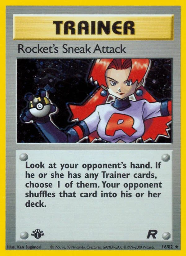 16, 1st Edition Holofoil, Holo Rare, Team Rocket 1st Edition, Trainer Rocket's Sneak Attack (16/82) [Team Rocket 1st Edition] - Trading Card World