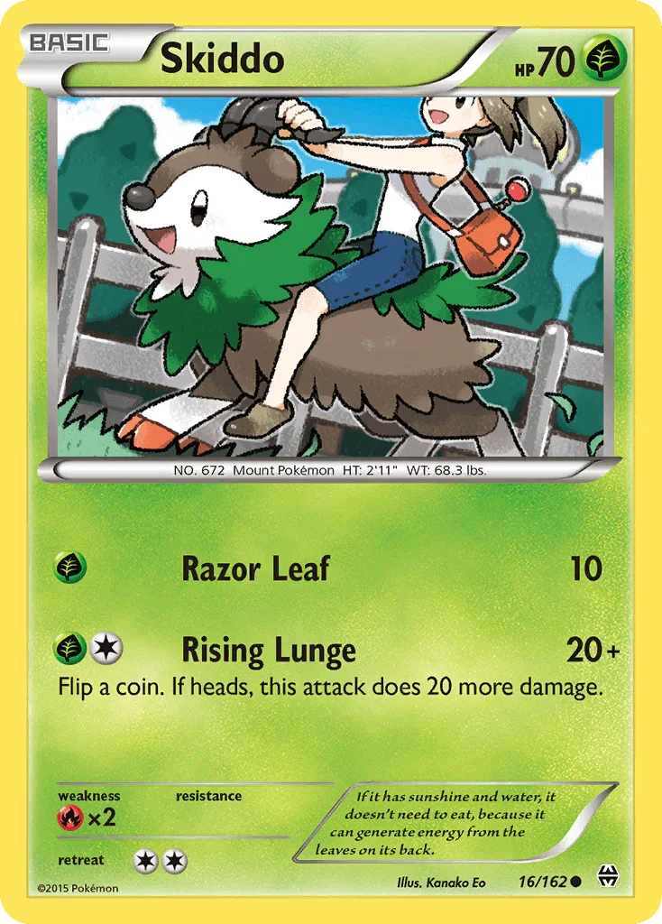 16, Common, Fire[×2], Grass, Normal, Reverse Holofoil, XY: BREAKthrough Skiddo (16/162) [XY: BREAKthrough] - Trading Card World