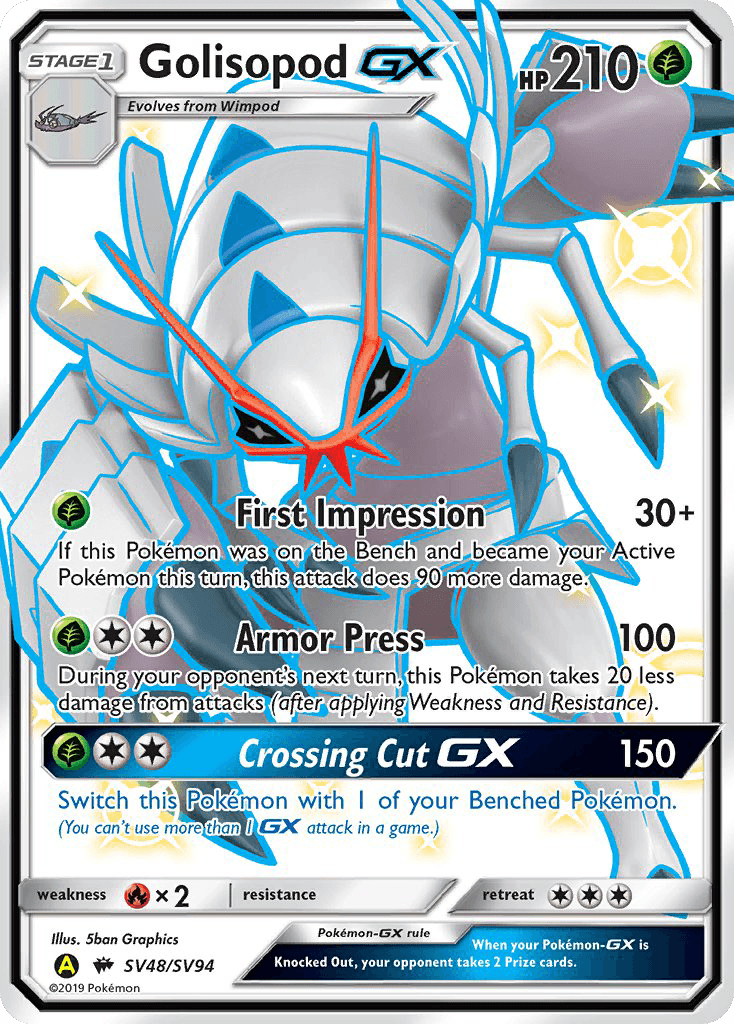 Fire[×2], Grass, Holofoil, Sun & Moon: Hidden Fates - Shiny Vault, SV48, Ultra Rare Golisopod GX (SV48/SV94) [Sun & Moon: Hidden Fates - Shiny Vault] - Trading Card World