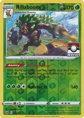 014, Fire[×2], Grass, Promo, Reverse Holofoil, Sword & Shield: Base Set Rillaboom (014/202) (League Promo) [Sword & Shield: Base Set] - Trading Card World