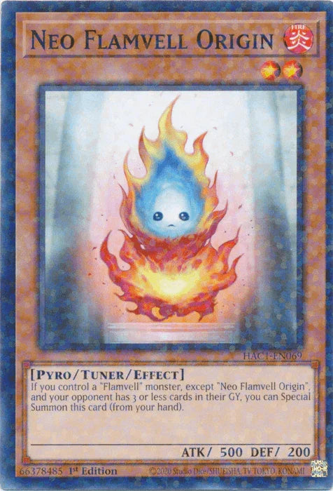 1st Edition, Common, Fire, Hidden Arsenal: Chapter 1, Pyro, Tuner/Effect Monster Neo Flamvell Origin (Duel Terminal) [HAC1-EN069] Common - Trading Card World